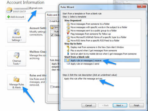 outlook imap vacation response setting