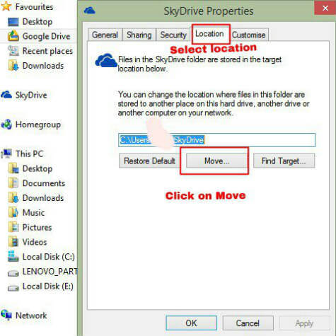 Change Default Skydrive Location in Windows 8 1 - 11