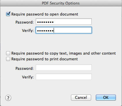 MAC PDF Security Password Enter