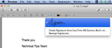 apple pages signature