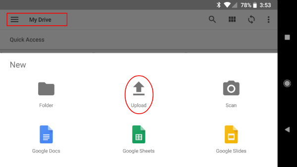 Google Drive File Transfer Android