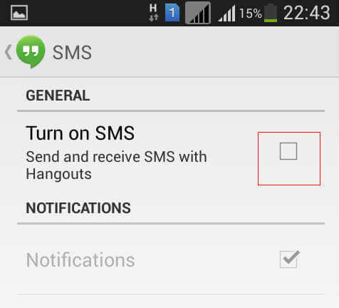disable sms hangouts