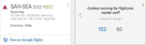 google now flight price drop