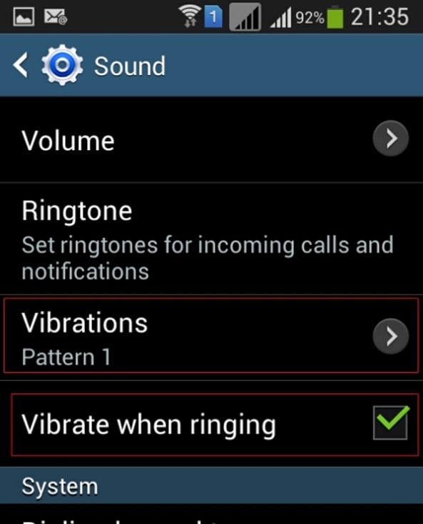 vibration pattern