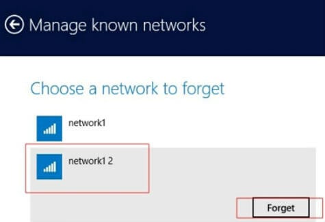 Win8 known networks