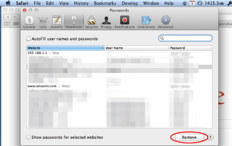 Safari Remove Saved Passwords