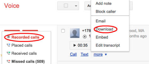 Google Voice Record Download