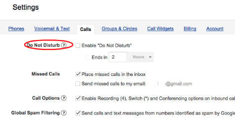 google voice do not distrurb