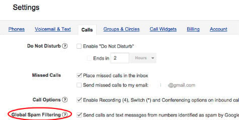 google voice spam filter
