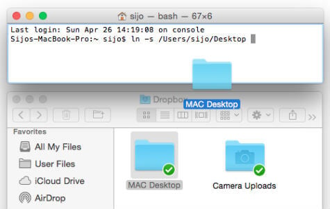 drag dropbox folder to terminal