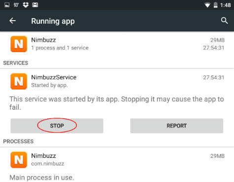 stop android running apps