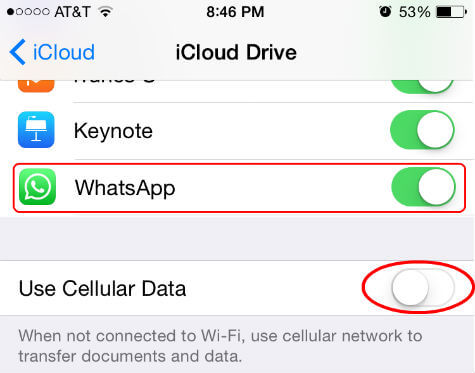 whatsapp icloud drive backup