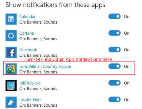 windows10 notification select