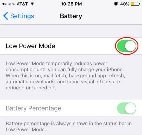 ios9 low power mode