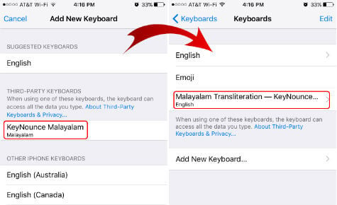 ios keyboard add