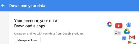 Download your Google data