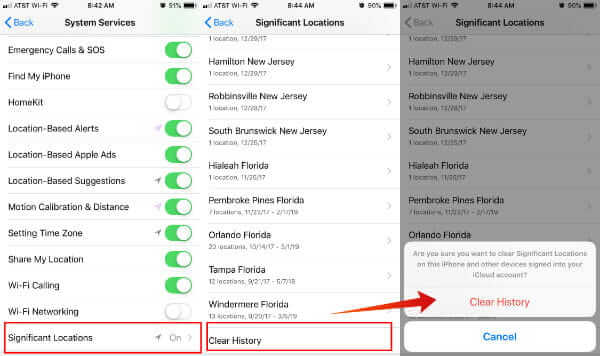 iPhone Location Clear History