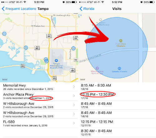 ios map log date time