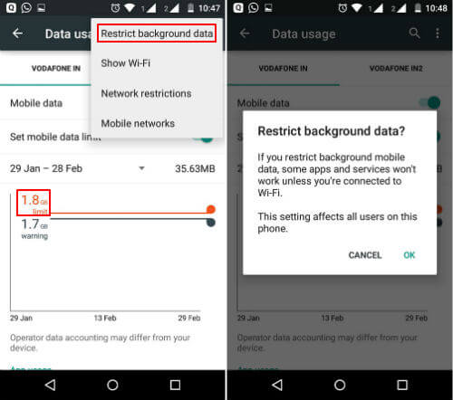 android restrict bg data