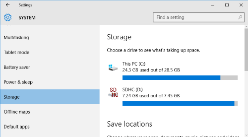 windows storage space