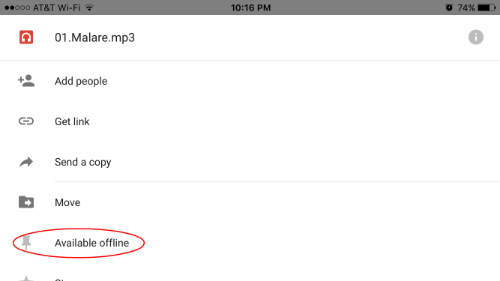 google drive set song offline