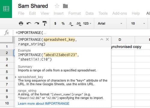 google sheet import tab command