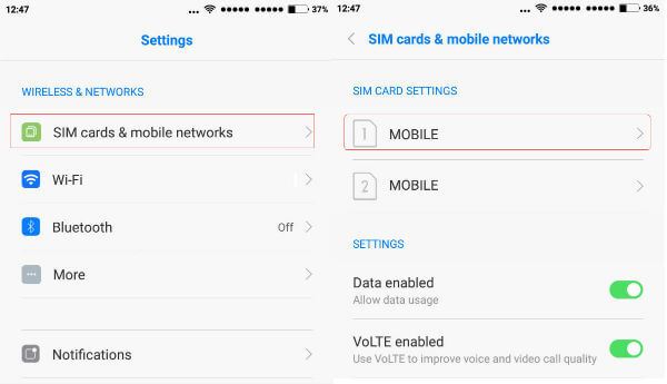 network SIM selection