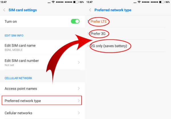 preferred network type