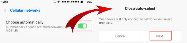 select cell network manually