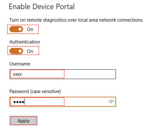 windows 10 device portal remote control