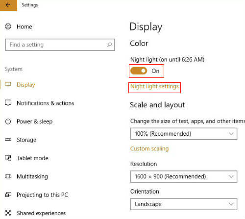 Schedule Night Light in Windows 10 to Protect your Eyes - 1