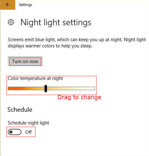 Night Light in Windows 10 Creators Update