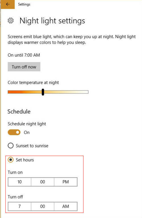 Night Light in Windows 10 Creators Update