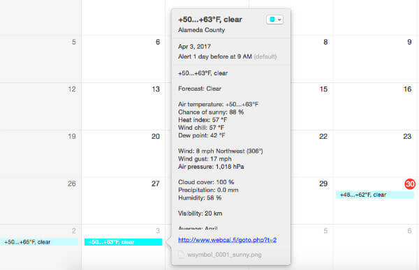 How to Get Weather Forecast  iCAL  on Mac and iPhone Calendar for One Week - 95