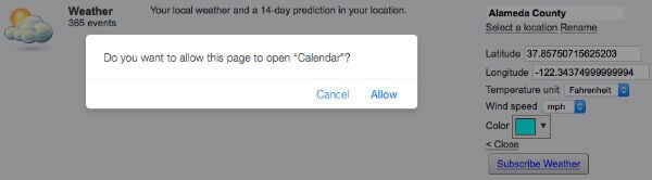 Subscribe weather iCal into Mac