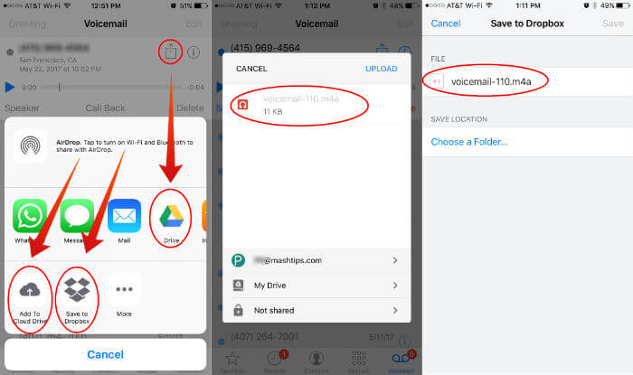 Save iPhone Voicemail to Cloud