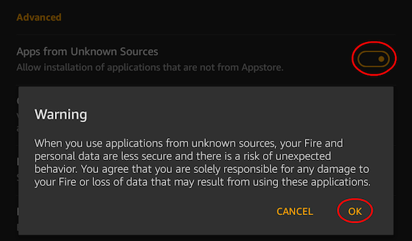 Android Fire Install Apps from Unknown Source