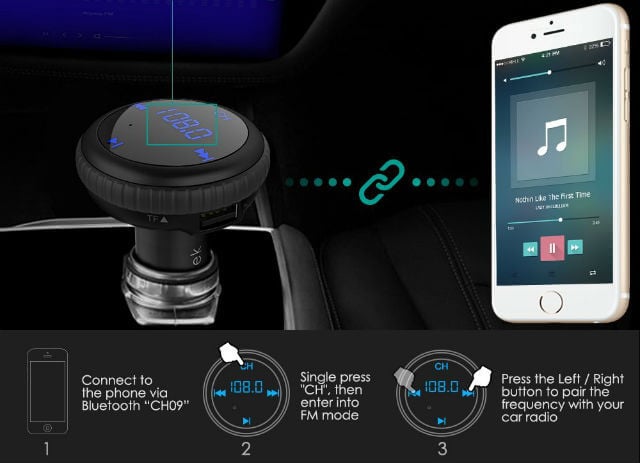 CHGeek Wireless In-Car Bluetooth FM Transmitter