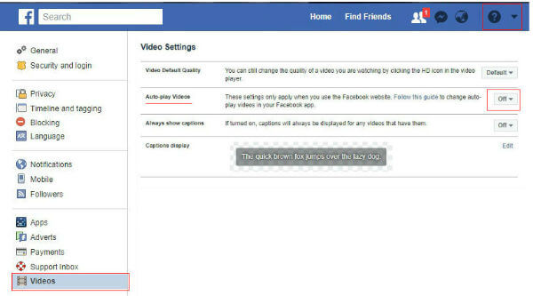 facebook video autoplay turn off website settings