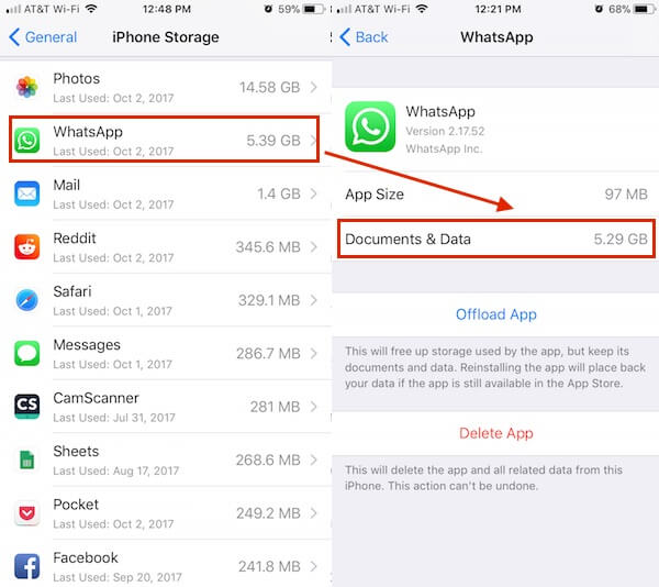 WhatsApp Storage iPhone