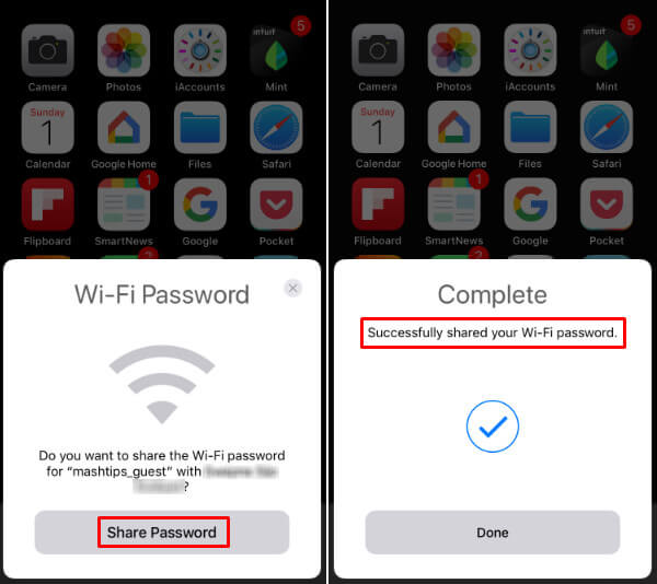 iPhone WiFi Password Share