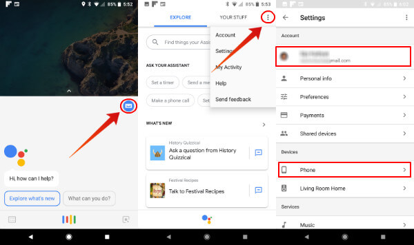 Google Assistance Settings