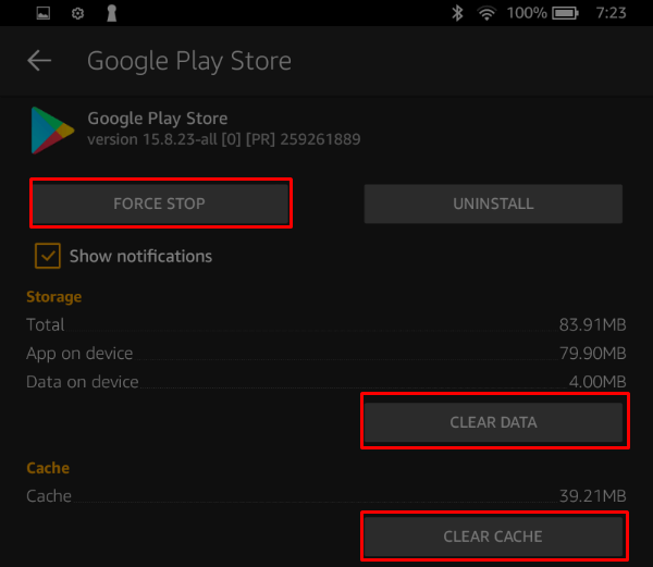 Google Play Store Clear Data