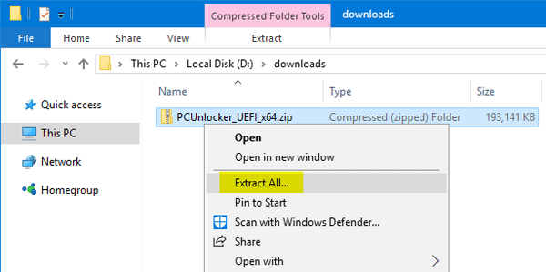 PCUnlocker extract all