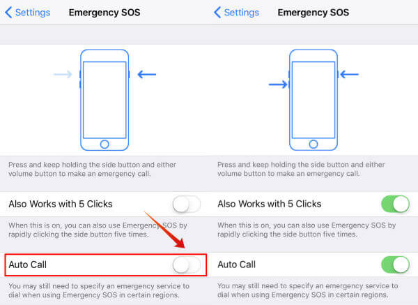 iPhone X SOS Setup Auto Call