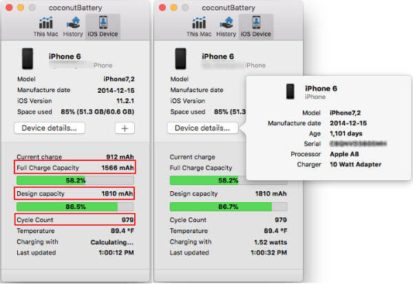 CoconutBattery iPhone Battery Check