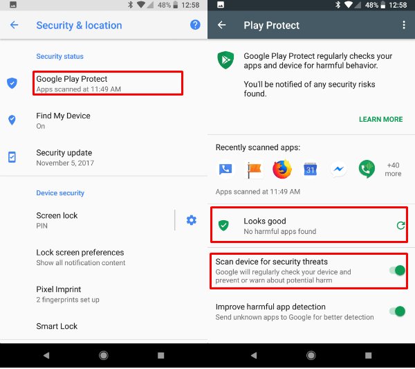 Google Play Protect Settings