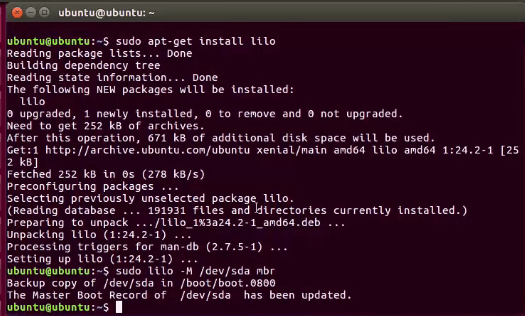 grub error 17 after deradication ubuntu