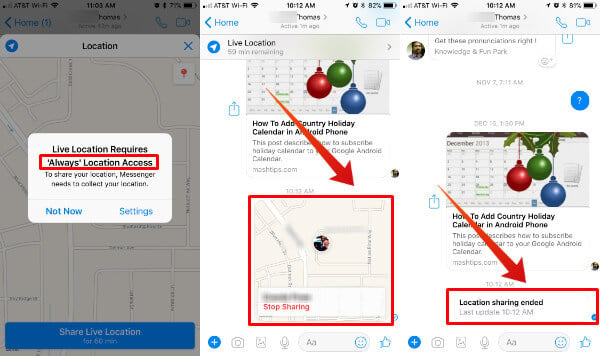 Messenger Live Location Stop Sharing iOS