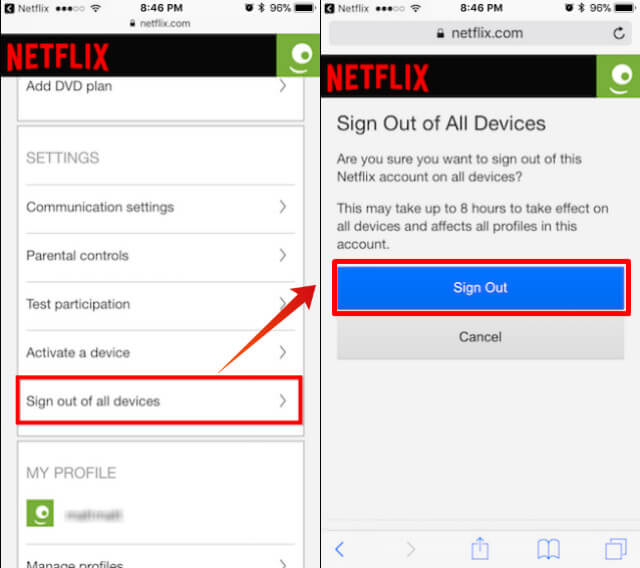Netflix Signout All Mobile